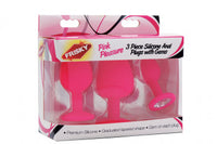 Pink Pleasure 3 Piece Silicone Anal Plugs With Gems