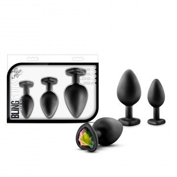 Luxe - Bling Plugs Training Kit - Black with Rainbow Gems